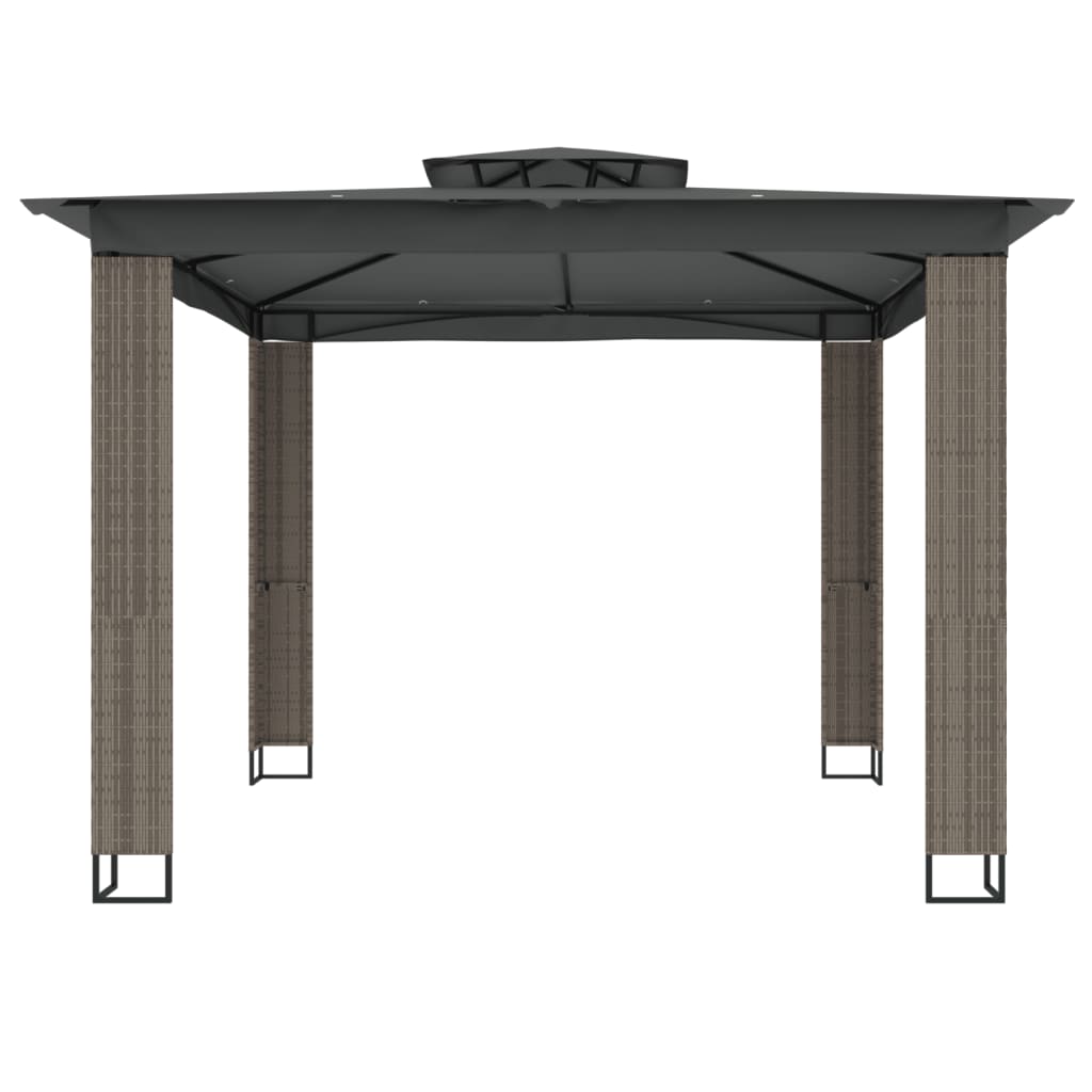 Prieel met dubbel dak 2,94x2,94 m staal antracietkleurig