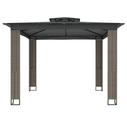 Prieel met dubbel dak 2,94x2,94 m staal antracietkleurig