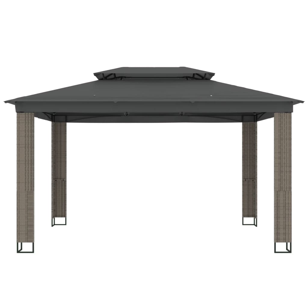 Prieel met dubbel dak 3,94x2,96 m staal antracietkleurig