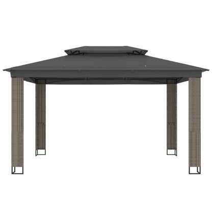 Prieel met dubbel dak 3,94x2,96 m staal antracietkleurig