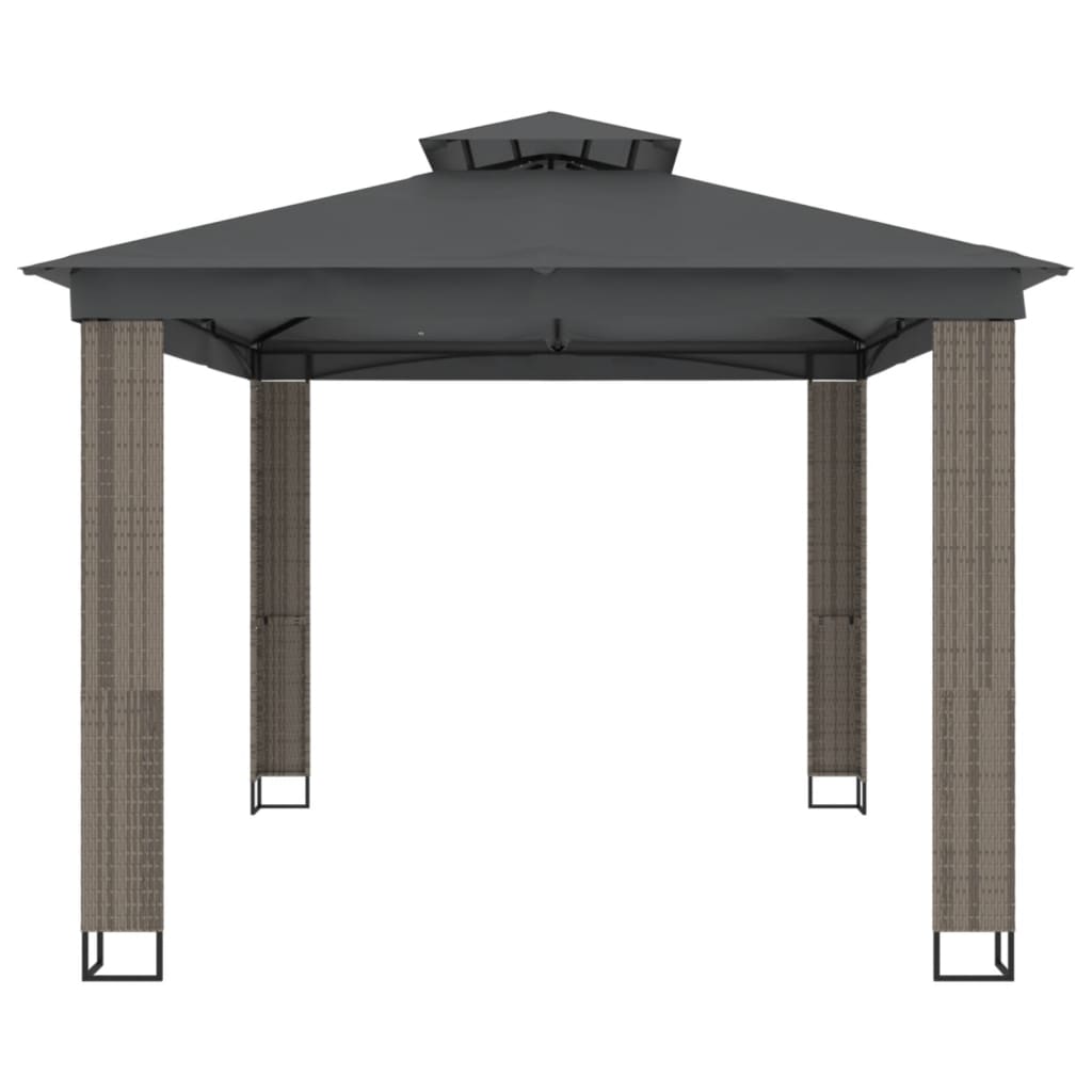 Prieel met dubbel dak 3,94x2,96 m staal antracietkleurig