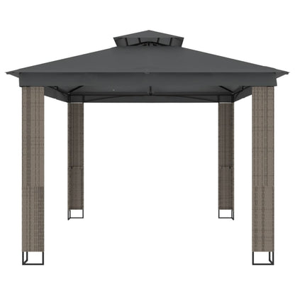 Prieel met dubbel dak 3,94x2,96 m staal antracietkleurig