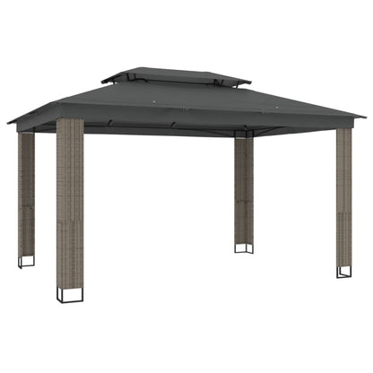 Prieel met dubbel dak 3,94x2,96 m staal antracietkleurig
