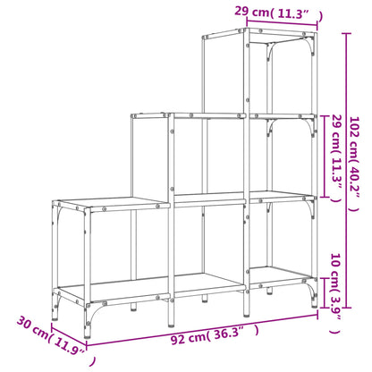 Boekenkast 92x30x102 cm bewerkt hout en metaal grijs sonoma