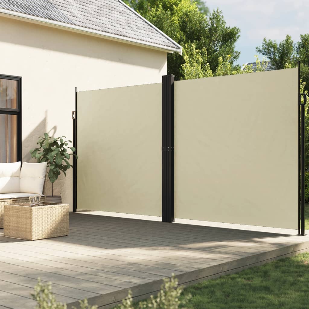 Tuinscherm uittrekbaar 200x1200 cm crèmekleurig