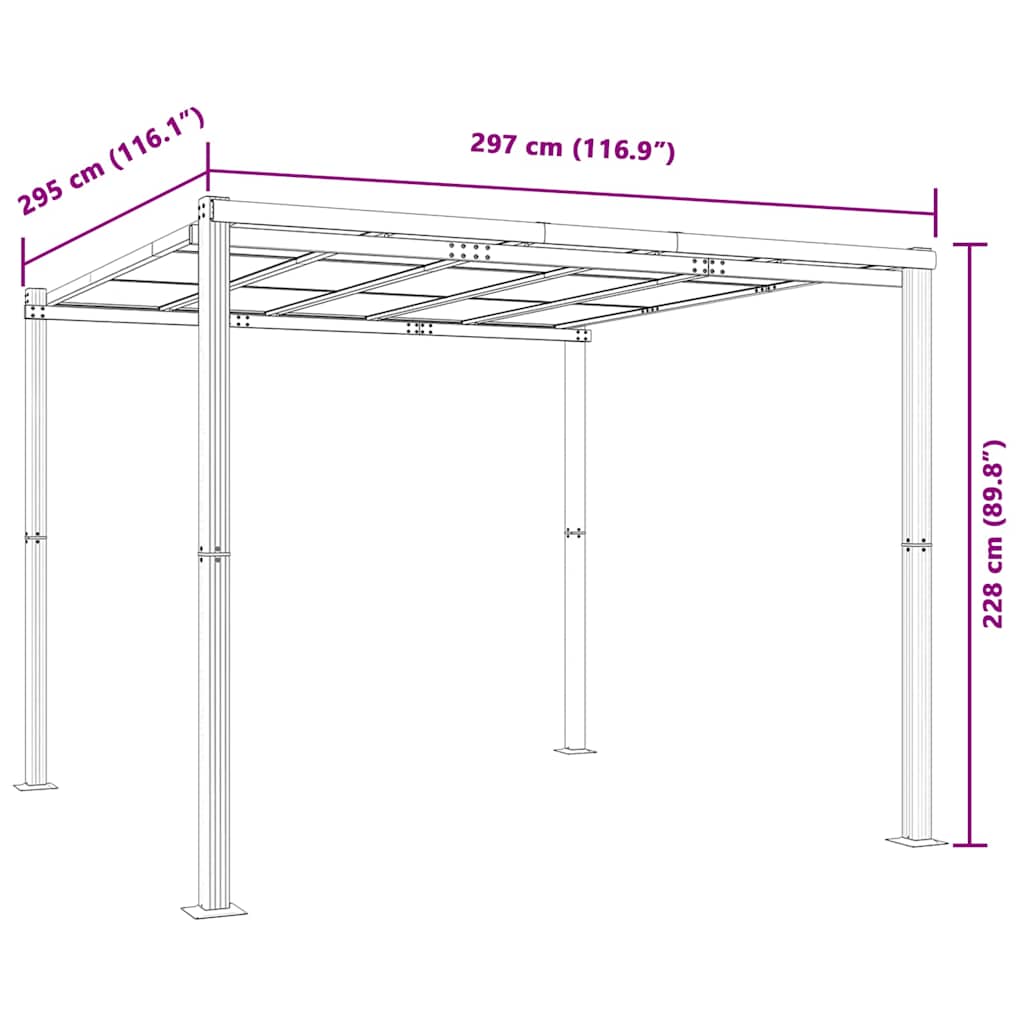 Tuinpaviljoen 3x3 m aluminium antracietkleurig