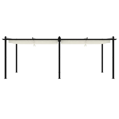 Prieel met uittrekbaar dak 3x6 m aluminium crèmekleurig
