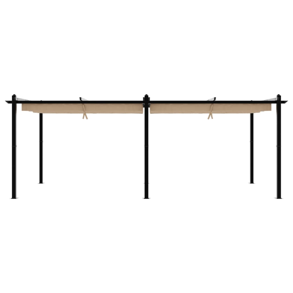 Prieel met uittrekbaar dak 3x6 m aluminium taupe