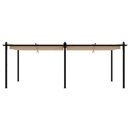Prieel met uittrekbaar dak 3x6 m aluminium taupe