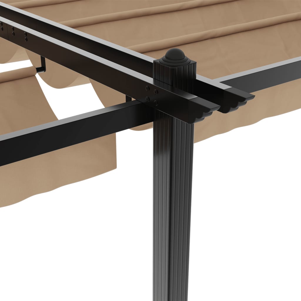 Prieel met uittrekbaar dak 3x6 m aluminium taupe