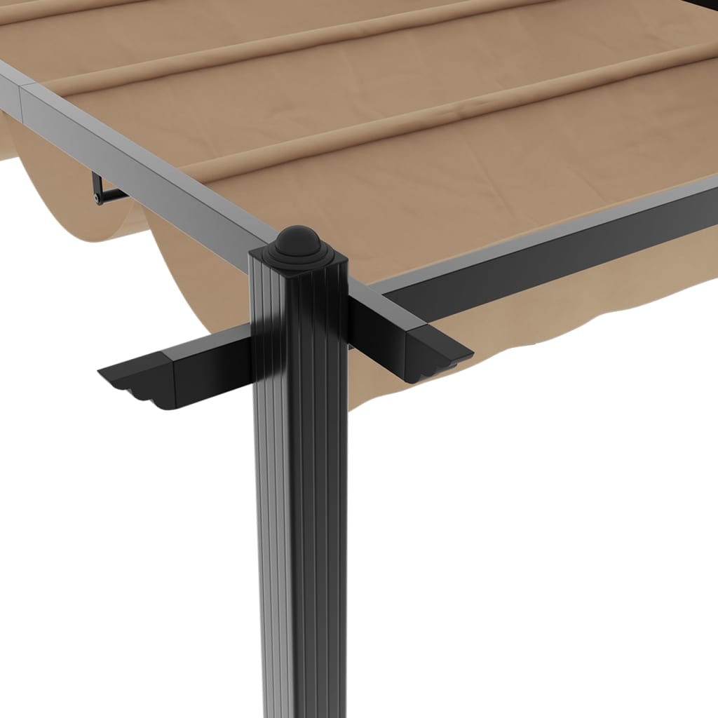 Prieel met uittrekbaar dak 3x6 m aluminium taupe