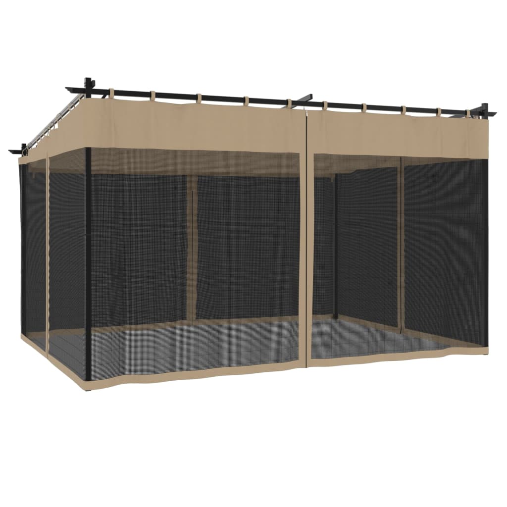 Prieel met zijwanden van gaas 4x3 m staal taupe