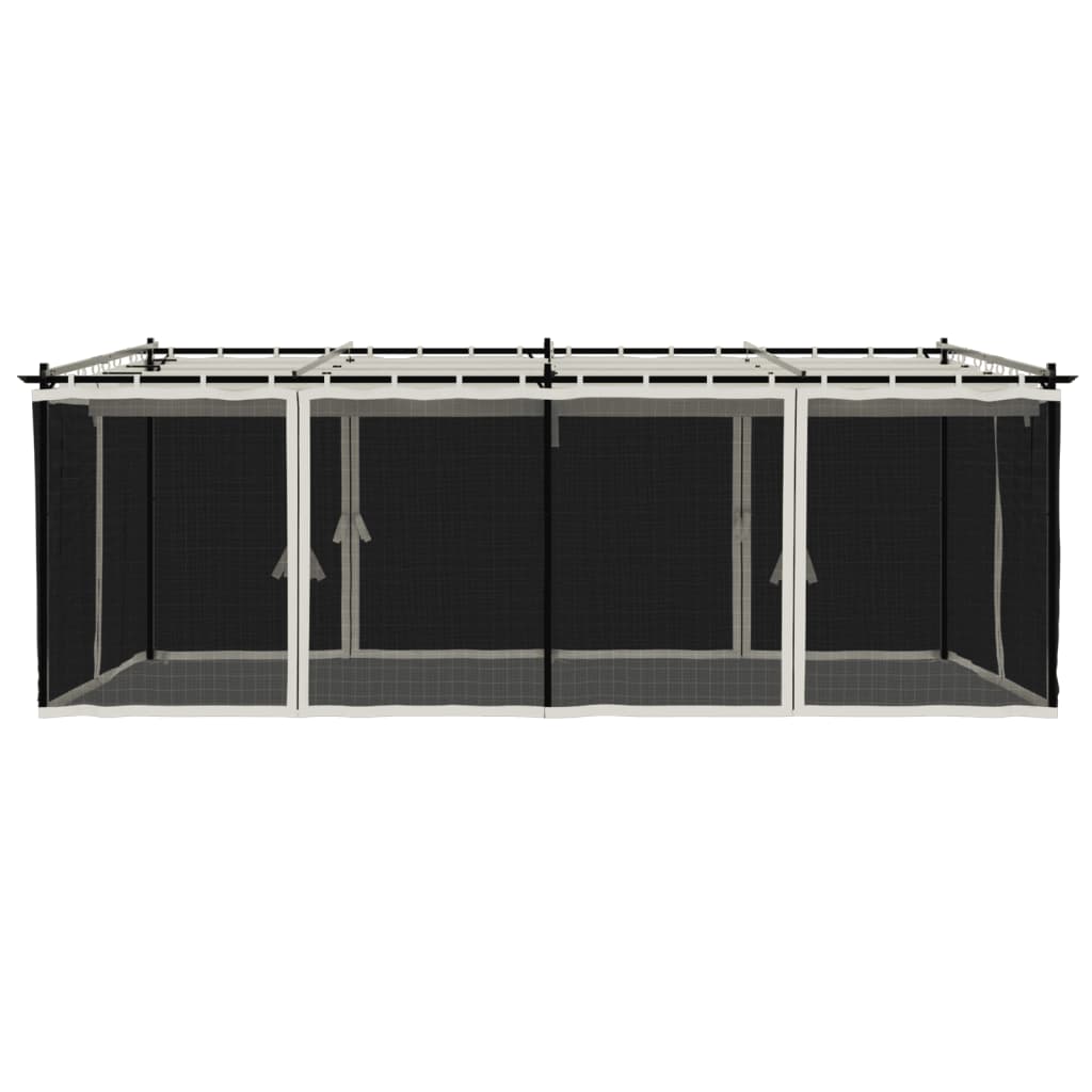 Prieel met zijwanden van gaas 6x3 m staal crèmekleurig
