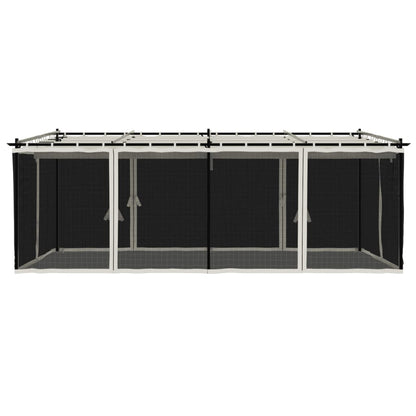 Prieel met zijwanden van gaas 6x3 m staal crèmekleurig