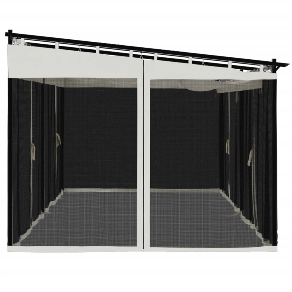 Prieel met zijwanden van gaas 6x3 m staal crèmekleurig