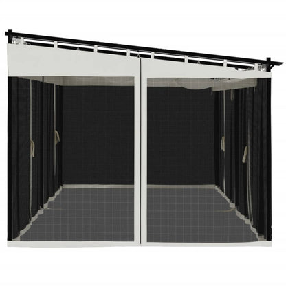 Prieel met zijwanden van gaas 6x3 m staal crèmekleurig
