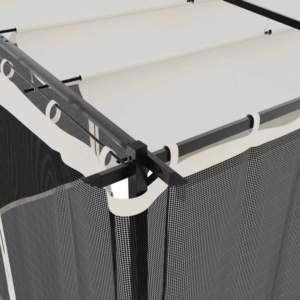 Prieel met zijwanden van gaas 6x3 m staal crèmekleurig