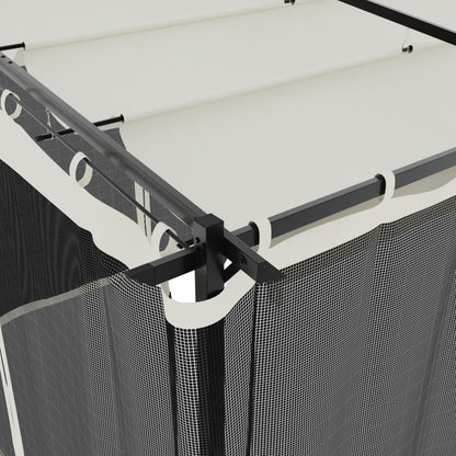 Prieel met zijwanden van gaas 6x3 m staal crèmekleurig