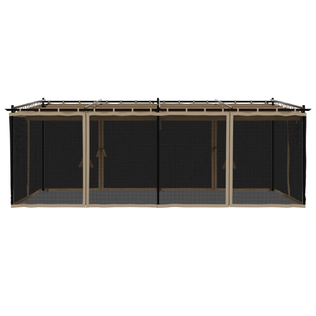 Prieel met zijwanden van gaas 6x3 m staal taupe