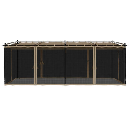 Prieel met zijwanden van gaas 6x3 m staal taupe