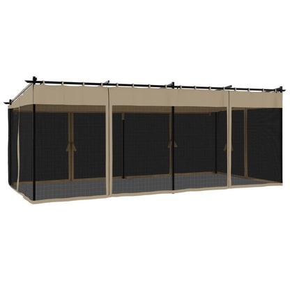 Prieel met zijwanden van gaas 6x3 m staal taupe