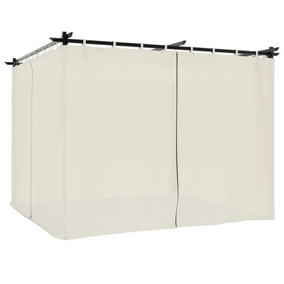 Prieel met gordijnen 3x3 m staal crèmekleurig