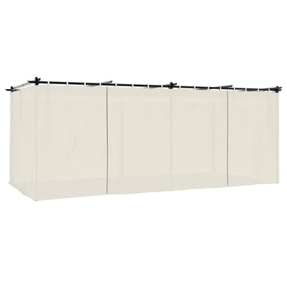 Prieel met gordijnen 6x3 m staal crèmekleurig