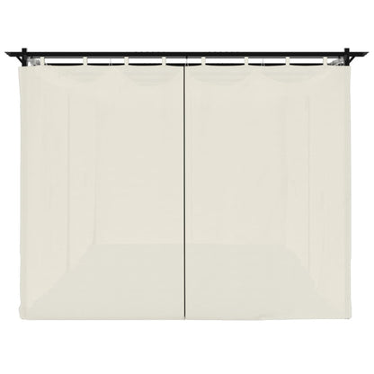Prieel met gordijnen 6x3 m staal crèmekleurig