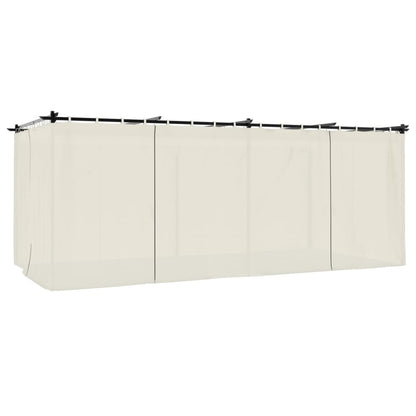 Prieel met gordijnen 6x3 m staal crèmekleurig