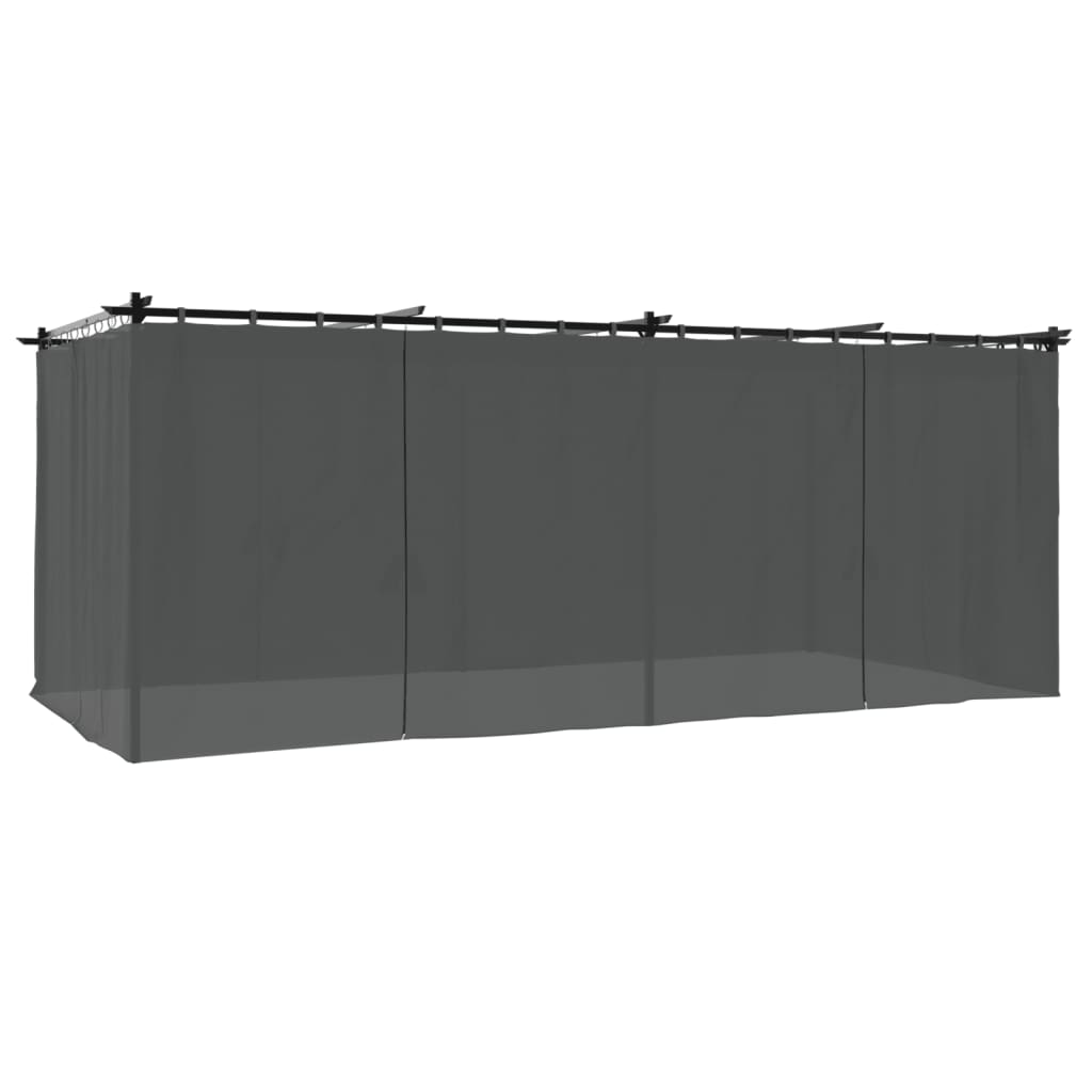Prieel met gordijnen 6x3 m staal antracietkleurig