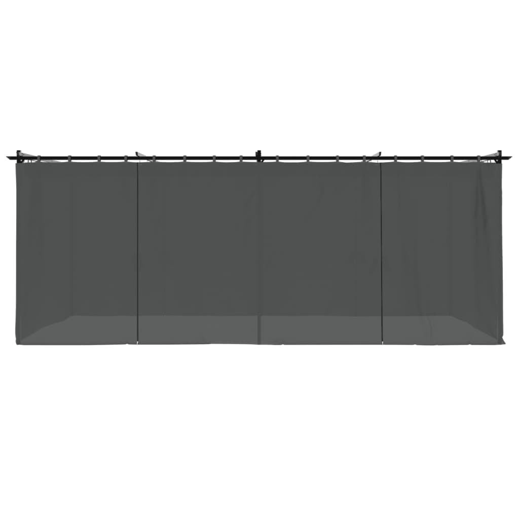 Prieel met gordijnen 6x3 m staal antracietkleurig