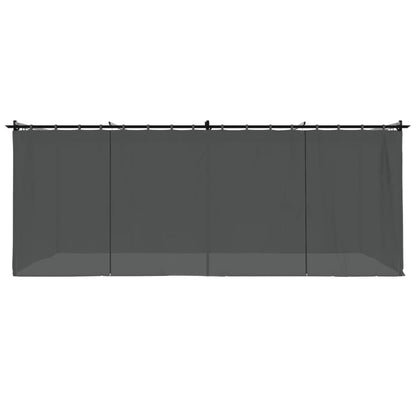Prieel met gordijnen 6x3 m staal antracietkleurig