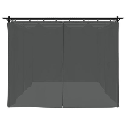 Prieel met gordijnen 6x3 m staal antracietkleurig