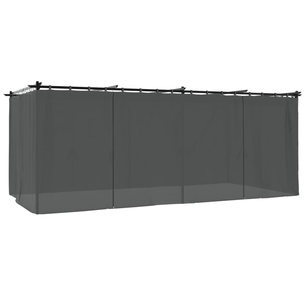 Prieel met gordijnen 6x3 m staal antracietkleurig