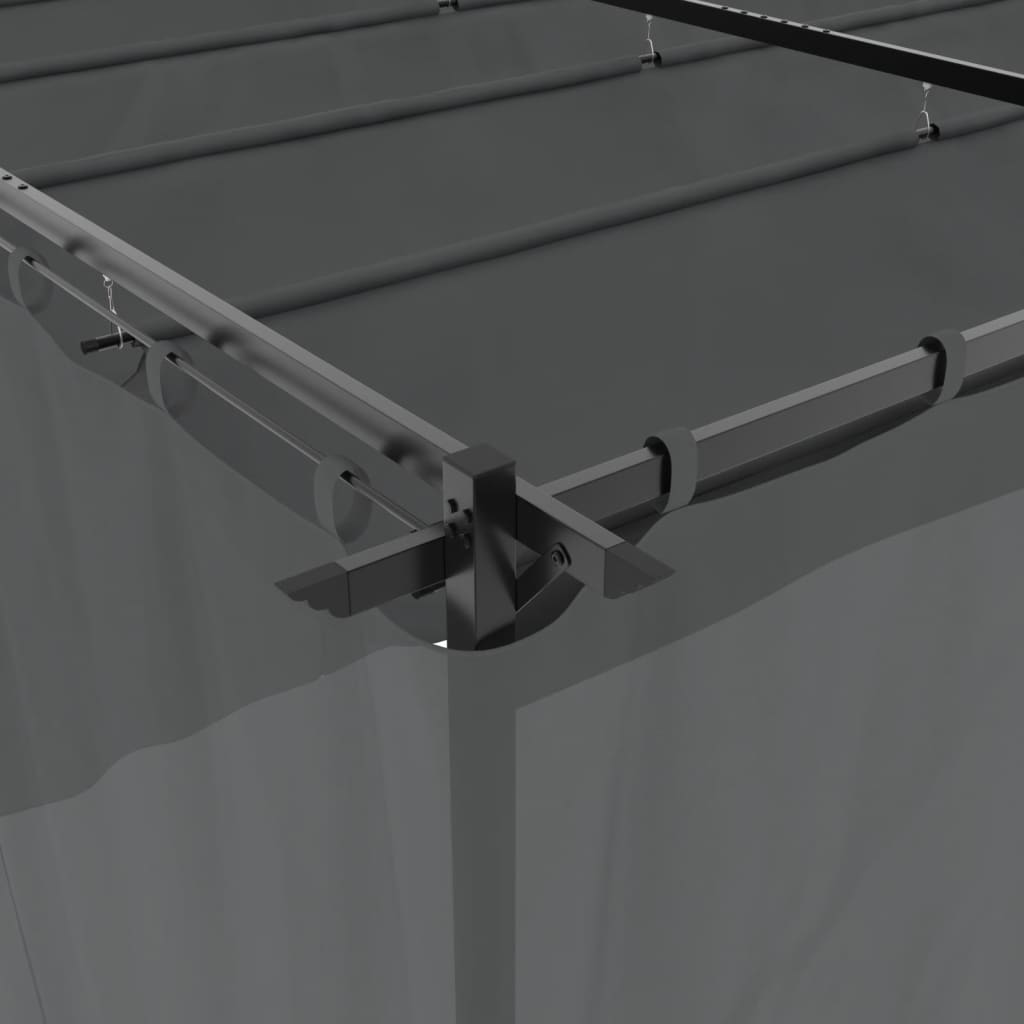 Prieel met gordijnen 6x3 m staal antracietkleurig