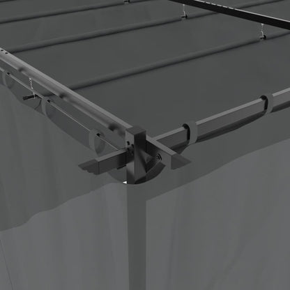 Prieel met gordijnen 6x3 m staal antracietkleurig