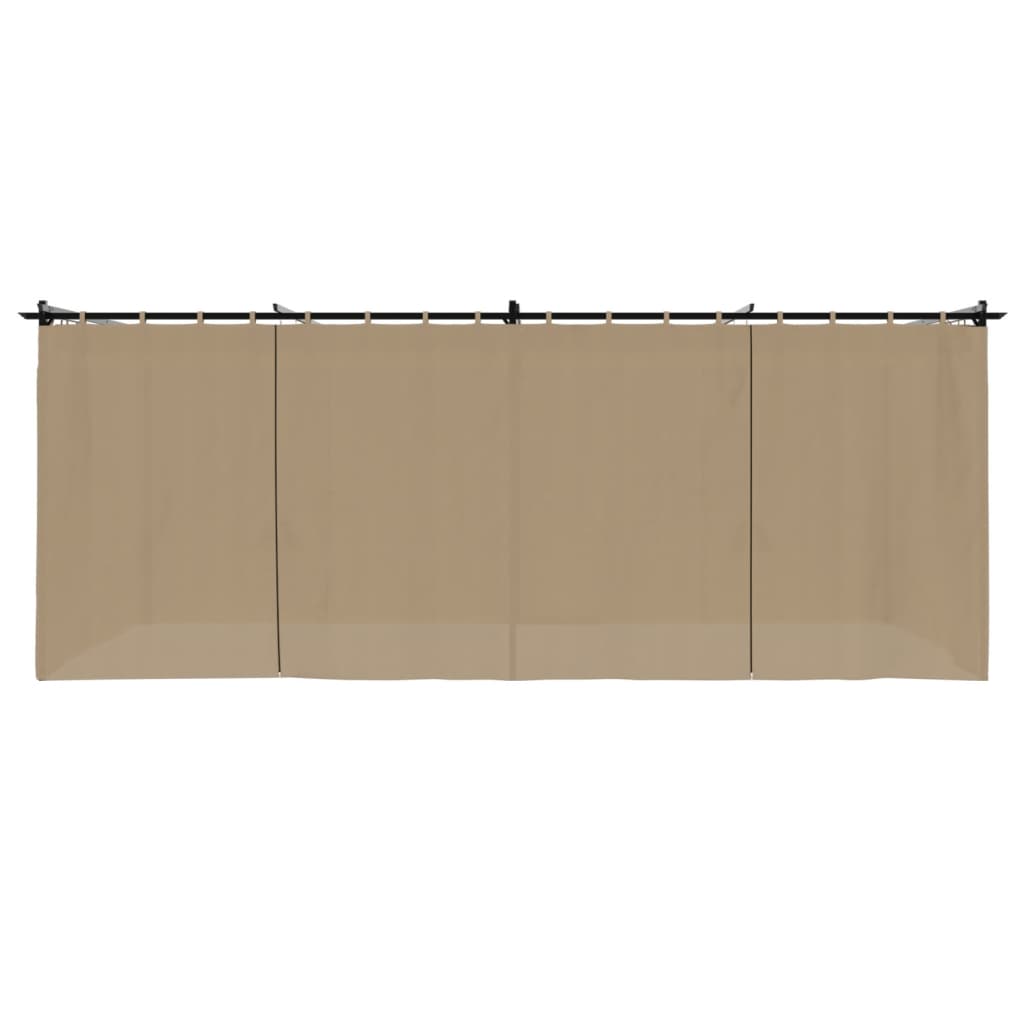 Prieel met gordijnen 6x3 m staal taupe