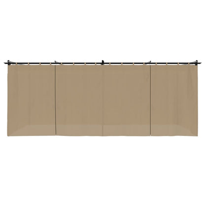 Prieel met gordijnen 6x3 m staal taupe