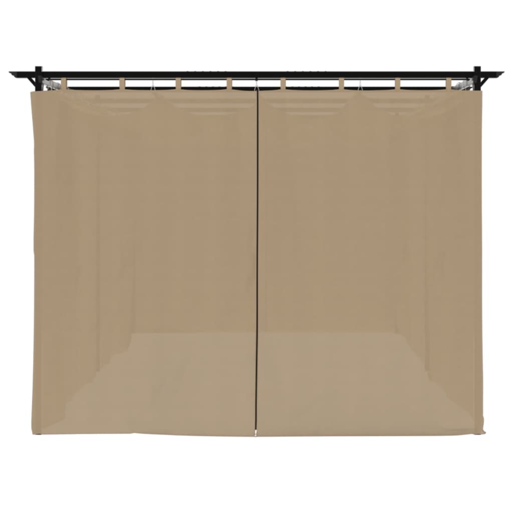 Prieel met gordijnen 6x3 m staal taupe