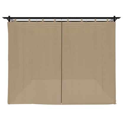 Prieel met gordijnen 6x3 m staal taupe