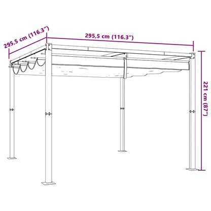 Prieel met uittrekbaar dak 3x3 m staal antracietkleurig