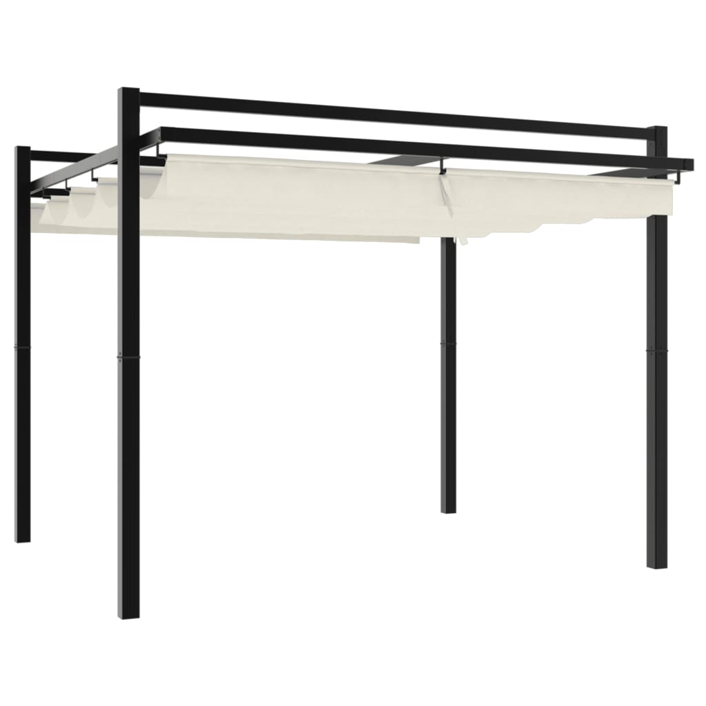 Prieel met uittrekbaar dak 3x3 m aluminium crèmekleurig