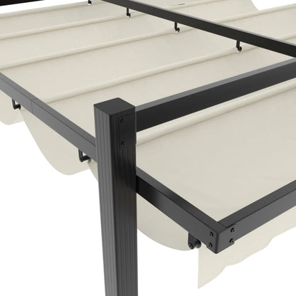 Prieel met uittrekbaar dak 3x3 m aluminium crèmekleurig