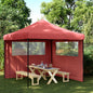 Partytent inklapbaar pop-up met 2 zijwanden bordeauxrood