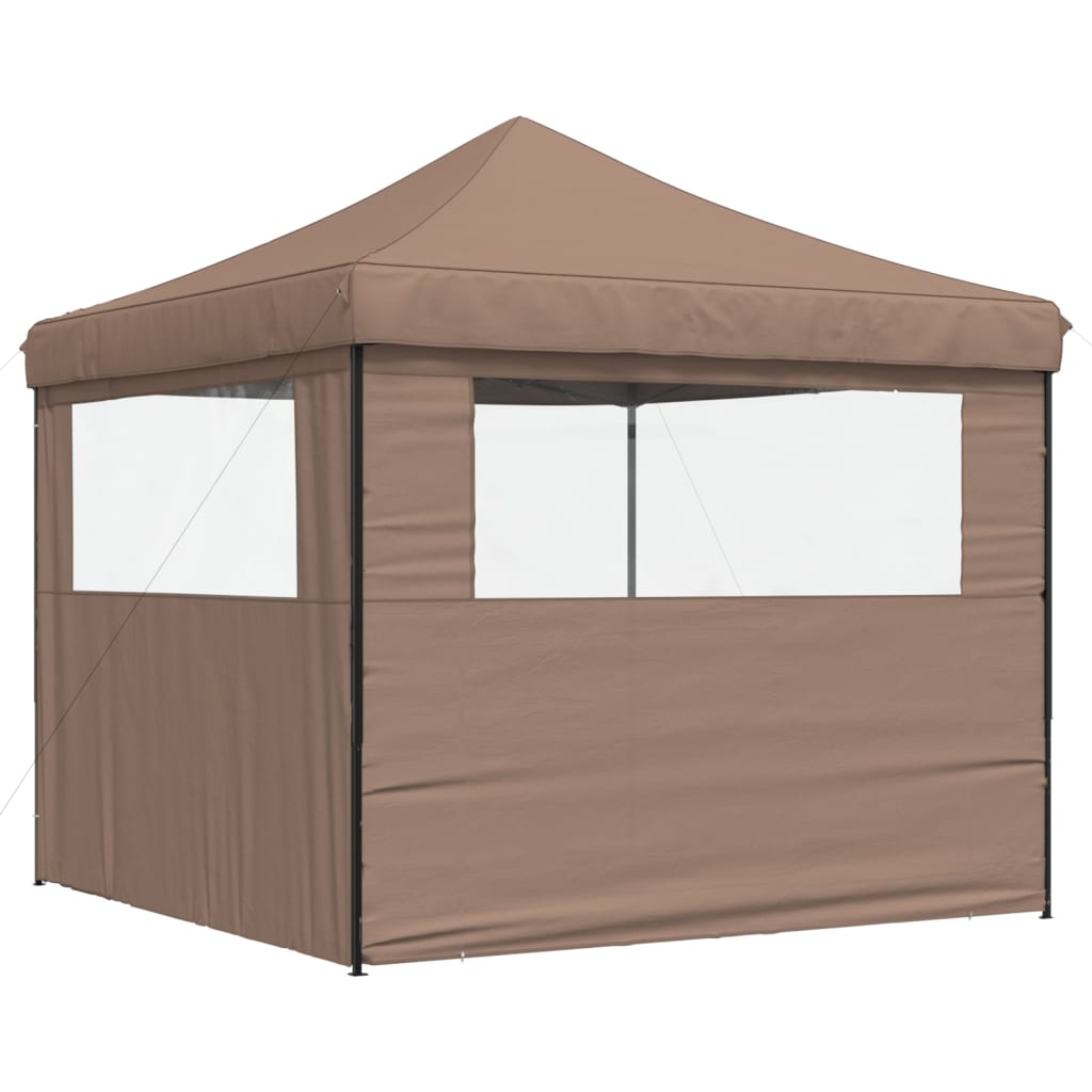 Partytent inklapbaar pop-up met 2 zijwanden bruin