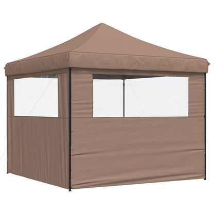 Partytent inklapbaar pop-up met 2 zijwanden bruin