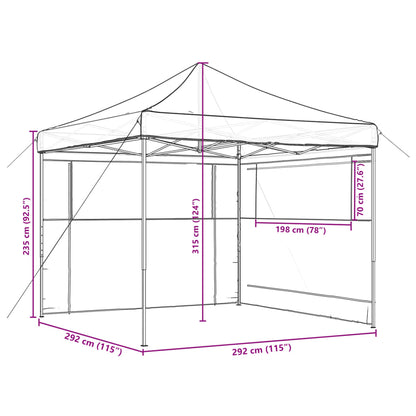 Partytent inklapbaar pop-up met 2 zijwanden bruin