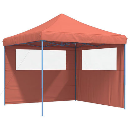 Partytent inklapbaar pop-up met 2 zijwanden terracottakleurig
