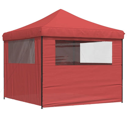 Partytent inklapbaar pop-up met 4 zijwanden bordeauxrood