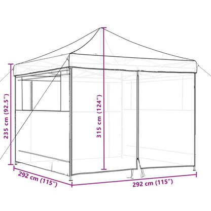 Partytent inklapbaar pop-up met 4 zijwanden bordeauxrood